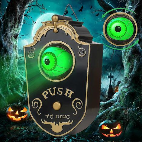 Décorations de sonnette d'Halloween, sonnette lumineuse animée en forme d'œil avec sons terrifiants, accessoire décoratif pour maison hantée, Halloween P bd (1/5)