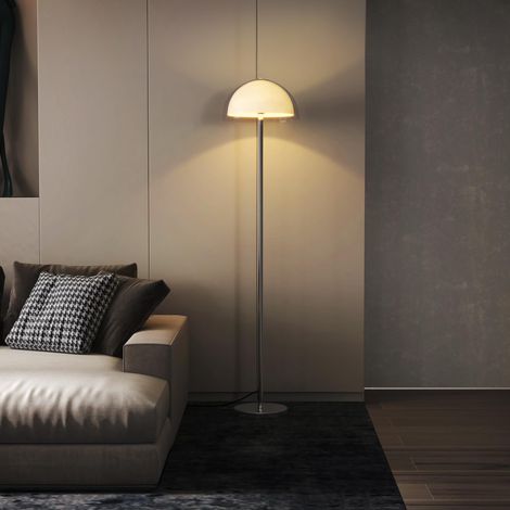 Lampada à Piantana Moderna avec Paralume à Doppio Strato, en Metallo et Acrilico, Ø35x150 cm, Bianca (1/4)