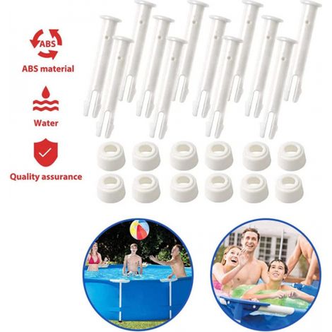 12 pasadores de plástico para piscinas, repuestos para piscinas, aptos para la mayoría de piscinas de estructura rectangular/redonda. (1/5)