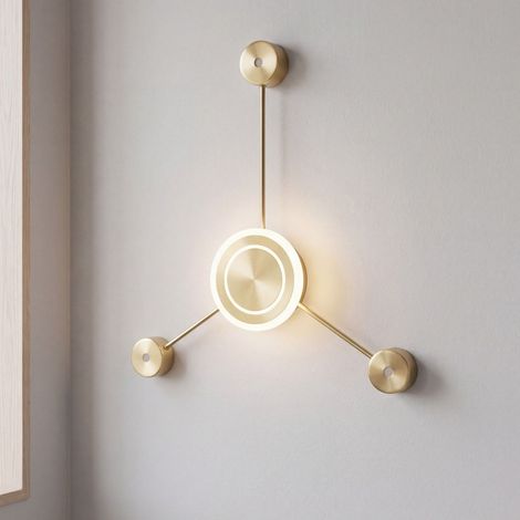 LED Wandlampe Dimmbar über Wandschalter H: 46 cm 3000 K Aluminium in Gold Wandleuchte innen