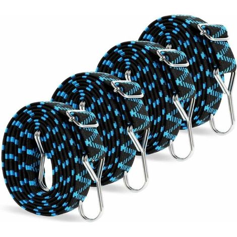 Sangle élastique plate 2 m avec crochets métal, pour bagages, vélo, moto, bâche, camping – DELKEVIC (1/5)