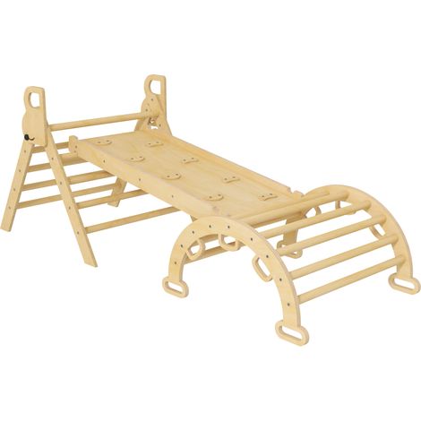 Arche d'escalade enfants triangle 5-en-1 avec rampe réversible et bascule (1/5)