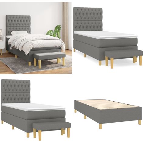 Boxspringbett mit Matratze Dunkelgrau 100x200 cm Stoff - Boxspringbett - Doppelbett - Bettenrahmen - Schlafraum - Wohnbereich - Home & Living (1/5)
