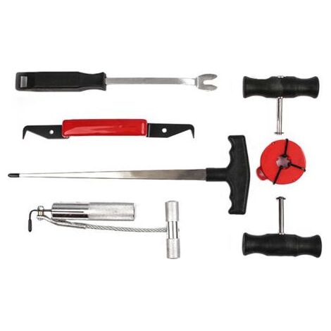 Kit de 7 outils pour le démontage de pare-brise de voiture : tire-fils, outil de filetage et kit de réparation pratique pour vitres de voiture. (1/5)