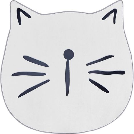 Tappeto per bambini cameretta stampa animale gatto ⌀ 100 cm bianco Kitty