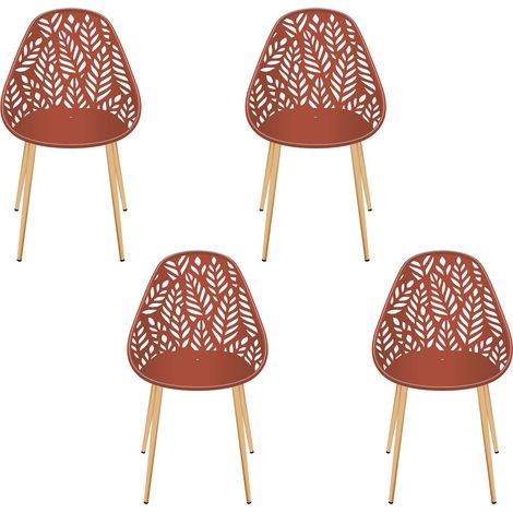 Lot de 4 Chaises - HOME DECO FACTORY - Lucena - Ergonomiques - Terracotta
