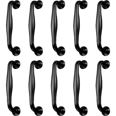 Juego de 10 tiradores negros de 128 mm para muebles de cocina o armarios. (1/5)