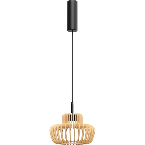 Suspension japandi en bois courbé noir et bois clair LED 14W NAMIKI Maytoni (1/2)