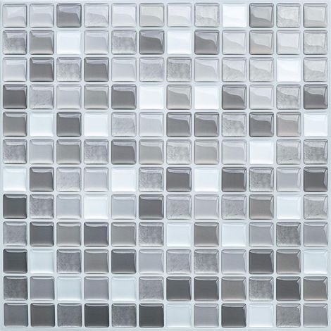 3D Mosaique Carrelage Adhesif Mural Imperméable Auto-adhésif Sticker Carrelage 23.6X23.6cm pour Cuisine Salle de Bain-4 pièces (1/5)