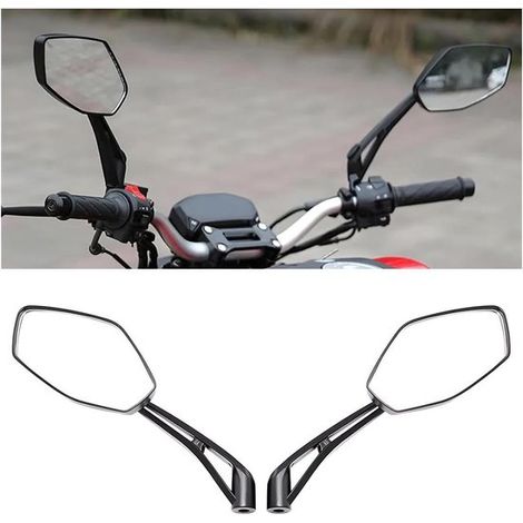 Espejos retrovisores universales para motocicleta - visión clara - espejos retrovisores con soporte - motocicleta/ciclomotor - plástico. (1/5)