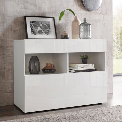 Madia linea Practical 1 anta e 1 cassetto visione Bianco Lucido (1/4)