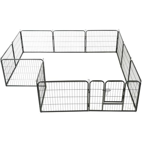 Parque para perros 12 paneles de acero 80 x 60 cm negro 020000565 (1/5)