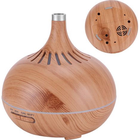 Diffuseur d'arôme 400ml, contrôle WIFI, humidificateur d'aromathérapie à Grain de bois, veilleuse colorée (Prise américaine ) (1/5)