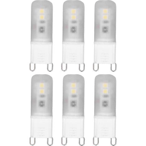 Lot de 6 ampoules LED G9 en céramique, 200 lm, culot G9, pour appliques murales et lustres, équivalent halogène 2W/20W, 220V, lumière blanche-AquaForge (1/2)