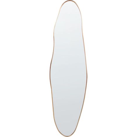 Specchio moderno a parete con cornice in metallo e alluminio di forma irregolare con ganci Oro Salnis