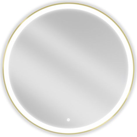 Mexen Esso specchio da bagno retroilluminato, rotondo 90 cm, LED 6000K, antiappannamento, cornice dorata - 9825-090-090-611-50 (1/5)