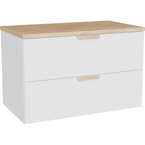 Mobile sotto lavabo sospeso con ripiano Bianco L80 cm – AVORELI (1/5)