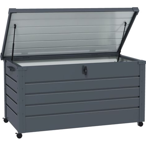 Caja de almacenamiento exterior de acero galvanizado 311 L 120 x 62 x 66 cm gris oscuro (1/4)