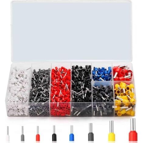 1800 cosses de câblage isolées, kit de connecteurs, 0,5 mm² – 10 mm², cosses à sertir, embouts isolés pour connexions de fils électriques (1/5)