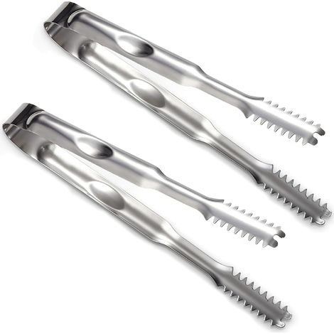 Edelstahlzangen, 18 cm lang, mit gezahnten Kanten für festen Halt, ideal zum Kochen, für Buffets, Tee, Grillen, Salatschüsseln, Zucker und Salat.