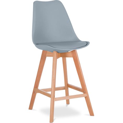 Scandinavian Style Stool - Wooden Legs - Denisse Light grey