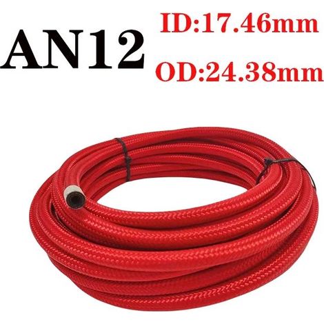 Tuyau rouge (1 m) pour carburant, huile ou gaz, refroidisseur. Tuyau de conduite, tube en nylon tressé acier inoxydable et caoutchouc CPE.
