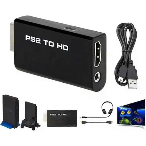 Convertisseur PS2 vers HDMI - Adaptateur Full HD 1080p avec sortie audio 35 mm, compatible 480i/480p/576i et tous les modes d'affichage PS2 - JXLGV (1/4)