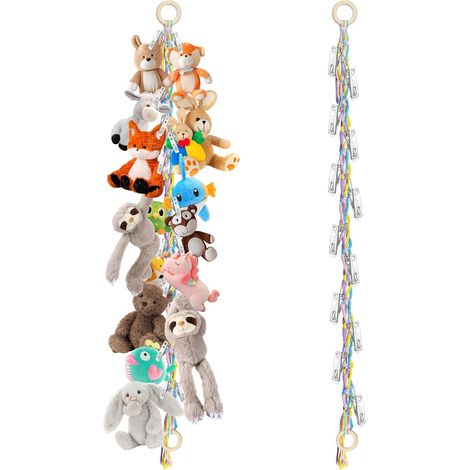 Hamac d'entreposage suspendu pour animaux farcis, filet animal farci de 78 pouces avec 20 clips métalliques (1/5)
