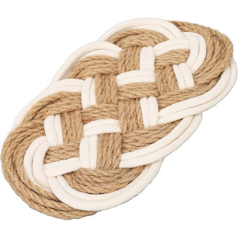Set de 6 dessous de verre en jute tressé, isolants thermiques, protège-table, coussin pour tasses, résistant à la chaleur, idéal pour la protection de table. (1/5)