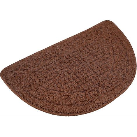 Tapis de sol demi-rond antidérapant pour cuisine, chambre à coucher, toilettes, garde vos sols propres, design décoratif (grand, café), 48 cm, 77 cm (1/5)