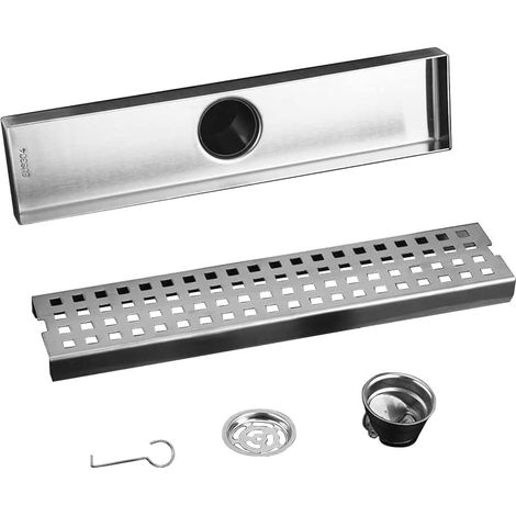 30CM Caniveau pour Douche,Caniveau de Douche en Acier Inox Siphon Sol d'évacuation à Carreler pour Salle de Bain,avec appareil désodorisant et filtre à cheveux (1/5)