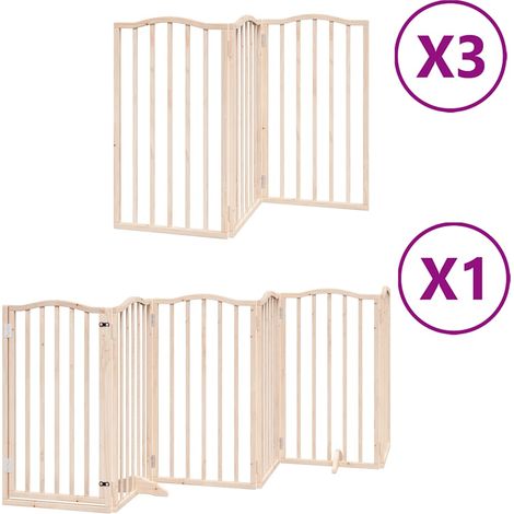 Barrière pour chien Barrière de sécurité porte pliable 15 panneaux bois de peuplier CFW26148 (1/5)