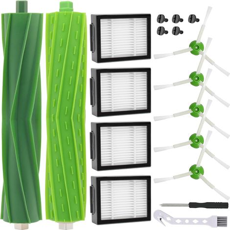 Kit Accessoires Remplacement Roomba - 1 Brosse Principale 4 Filtres 5 Latérales - Caoutchouc HEPA - Séries E I J (1/5)