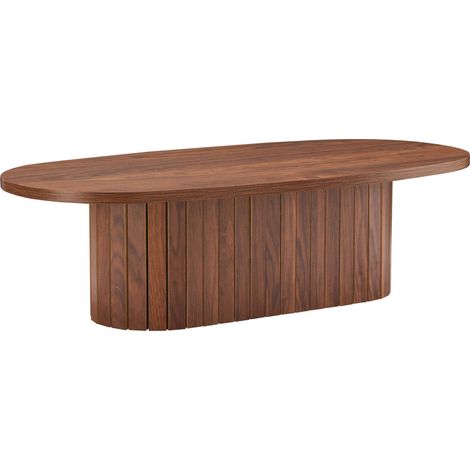 Table basse ovale en mélaminé bois foncé