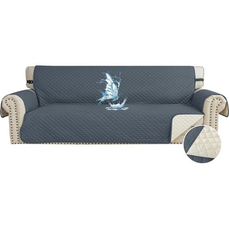 Wasserdichter 4-Sitzer Sofaüberzug, rutschfest, haustierfreundlich, waschbar, graublau (1/5)