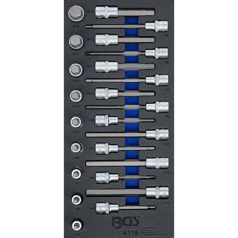Juego de dados BGS 24 piezas acero cromo vanadio (1/2)