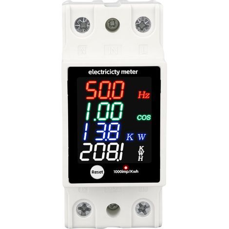 Wasserdichter digitaler Energiezähler zur DIN-Schienenmontage, AC 30–400 V, 0–100 A, Voltmeter, Amperemeter (1/5)