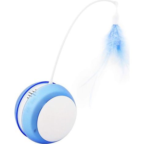 Jouet Gobelet Chat Jouet électrique pour Chat avec Boule Anti-Chute LED Plume, Canne à pêche à Roulement Automatique pour Chat Drôle Fournitures pour Animaux Bleu (1/5)