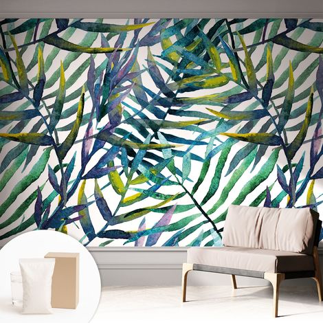 Tapete Vliestapete mit Kleber - trendige Wanddeko - elegant Fototapete für Wohnzimmer - Schlafzimmer Exotische Pflanzenwelt 312x219 cm (1/5)