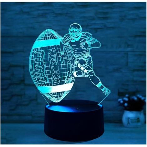 Veilleuse de Rugby, Veilleuse 3D Rugby,Lampe Illusion 16 Couleurs, Commutation Libre,Base en Plastique Panneau Lumineux en (1/5)