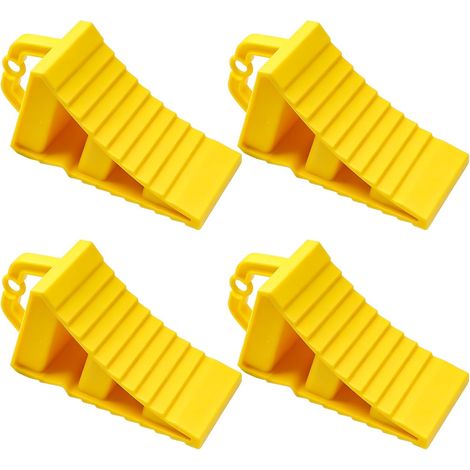 Lot de 4 cales de roue avec poignée - 20 x 12 x 11 cm - Dessous antidérapant - Pour voiture, caravane, moto, camping-car (1/5)
