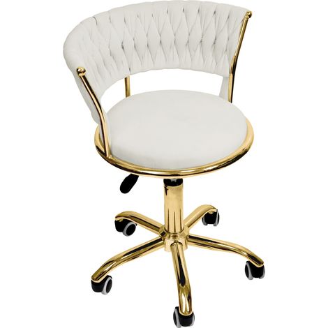 Tabouret avec Repose-Pieds Circulaire, Hauteur réglable, Siège Ergonomique Rotatif, Fauteuil de Bureau sans accoudoirs, Revêtement de l’Assise en Velours, Charge maximale 120 kg