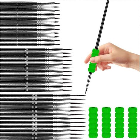 Ensemble de 36 pinceaux de précision, pinceaux fins et minuscules pour artistes, idéaux pour la peinture de détails et l'aquarelle miniature. (1/5)