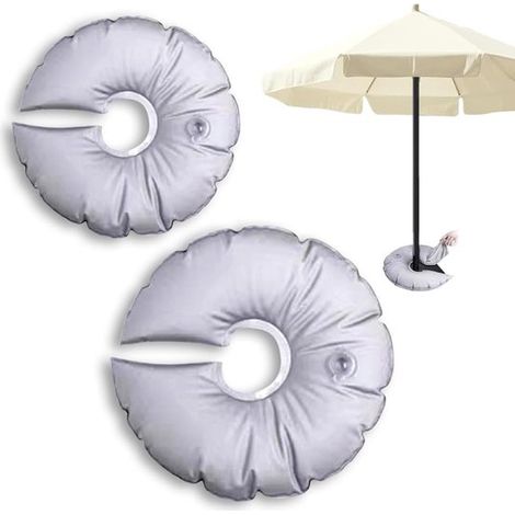 Sacs de lestage pour parasol à remplir d’eau 2 pièces – Sacs ronds Ø38 cm et 50 cm – Pour parasols et mâts de tente – Gris (1/5)