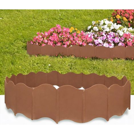 Bordure de pelouse 2,7 m avec kit 20 barrières emboîtables et 10 piquets, hauteur 15 cm, facile à installer, résistante aux intempéries, idéale pour jardin, allée, cour et décoration paysagère, brique (1/5)