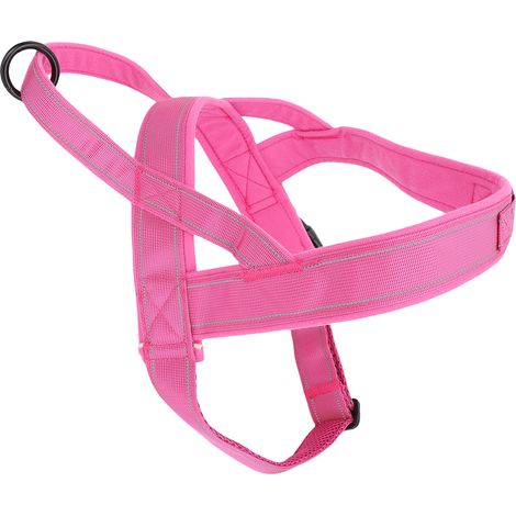 Harnais anti-traction pour chien, confortable, portable, en nylon, réglable, pour la promenade et l'éducation canine, rose, taille M. (1/5)