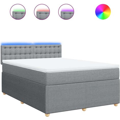 Maison Exclusive - Cama box spring con colchón tela gris claro 14