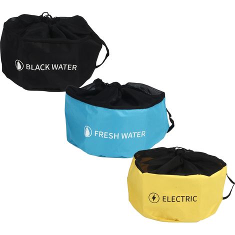 Housse de rangement pour tuyaux de camping-car, sac multifonction pour tuyaux d'eaux usées et propres, câbles électriques, 3 compartiments (1/5)