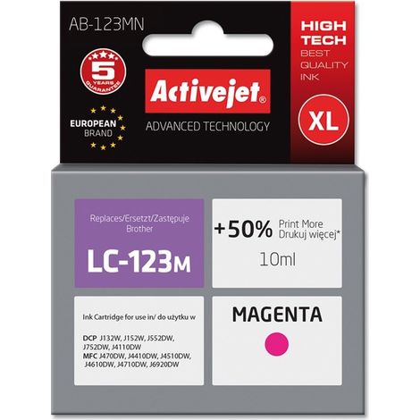 Activejet AB-123MN Supreme - Tinte für Brother LC123M/121M, 10ml, rot