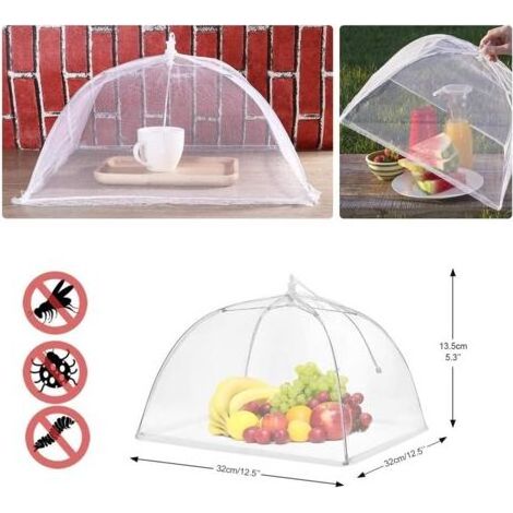 Lebensmittelabdeckungen, 3-teiliges faltbares Netz-Lebensmittelzelt, Pop-up-Moskitonetz für Fliegen, Insekten und Mücken (Weiß, 12 Zoll) (1/5)